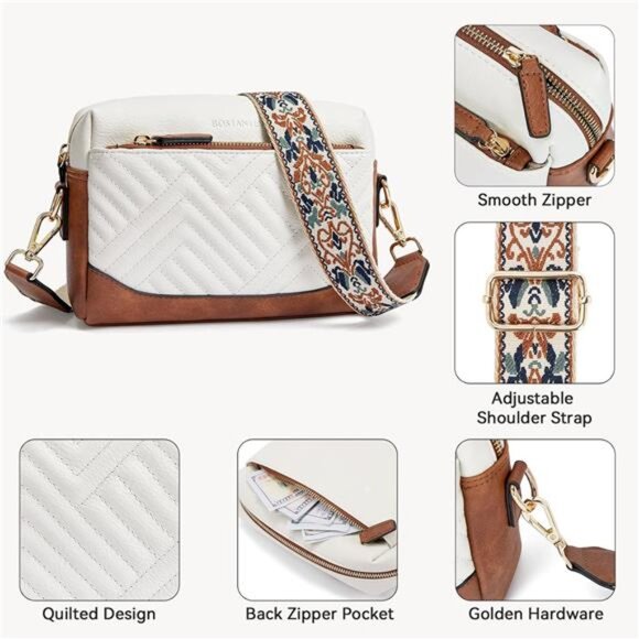 Crossbody Bags for Women Vegan Leather Purses Quilted Shoulder - Picture 6 of 6